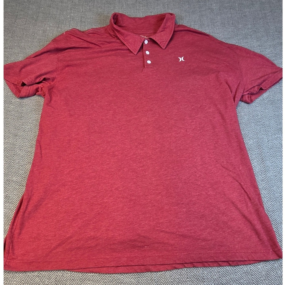 Hurley Buckle Mens XXL Relaxed Fit Polo Shirt Heather Red Short Sleeve Cotton